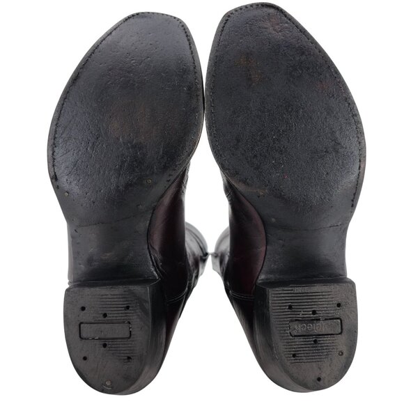 Vintage Lucchese Mens 9.5D Black Cherry Burgundy Leather Cowboy Western Boots - Picture 6 of 16